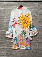 Mixed Floral Ruffle Bell Sleeve Top