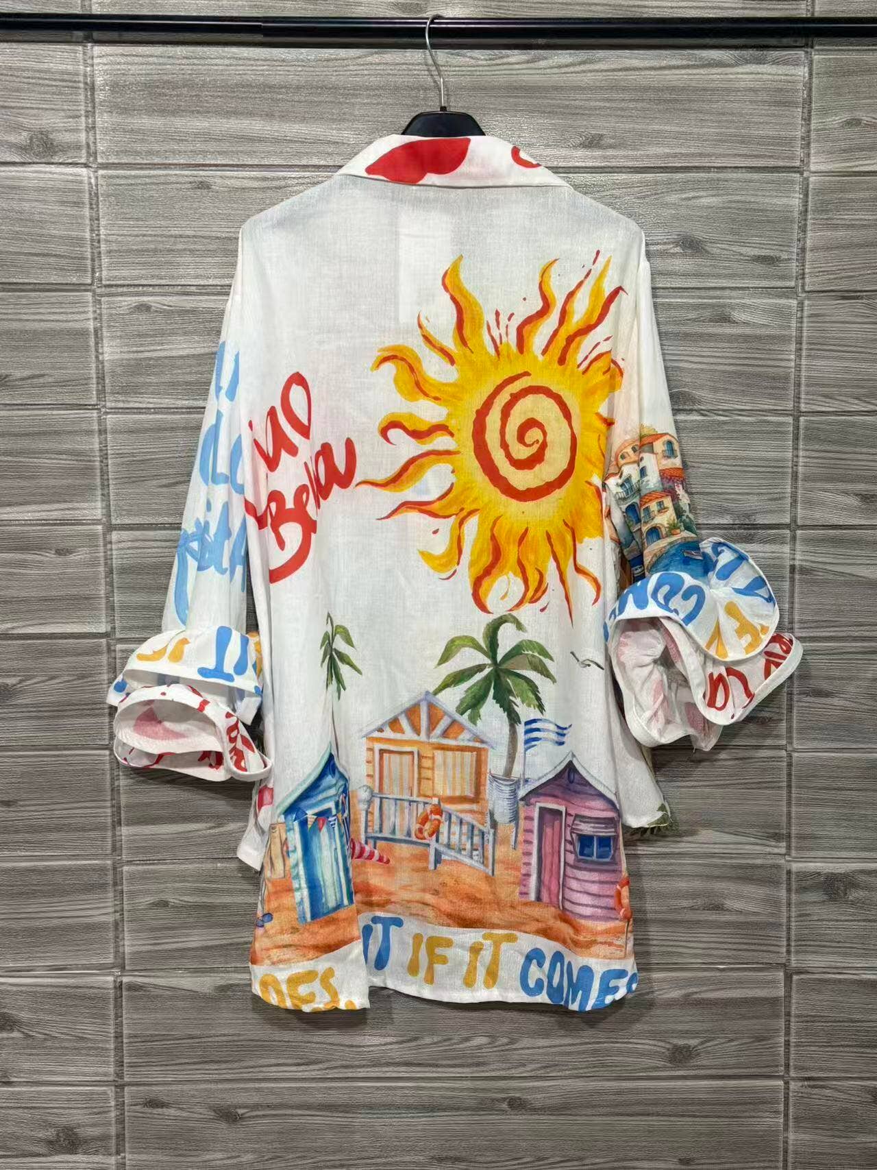 Mixed Floral Ruffle Bell Sleeve Top