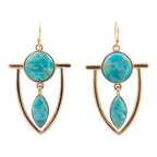 Double Drop Turquoise and Gold Statement Earrings
