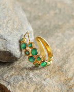 Gold Plated Green Onyx Hoop Earring