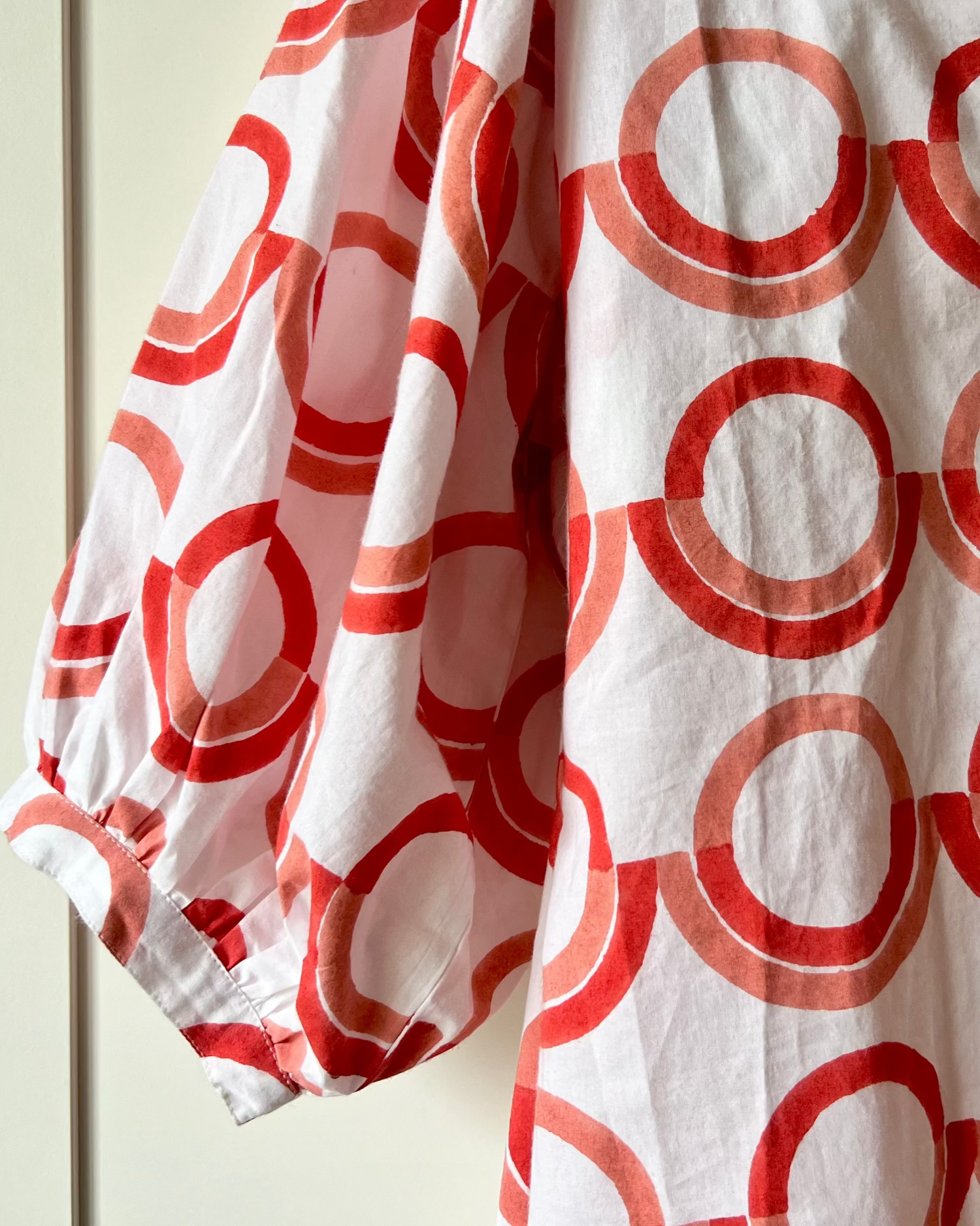 Coral Prairie Puff Sleeve Blouse