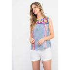 Colorful Striped Embroidered Top