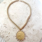 Matte Gold French Coin Necklace