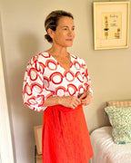 Coral Prairie Puff Sleeve Blouse
