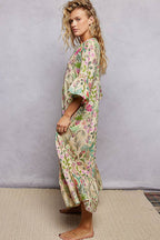 Deep V-Neck Beaded Maxi Dress