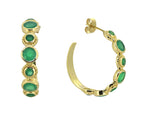 Gold Plated Green Onyx Hoop Earring