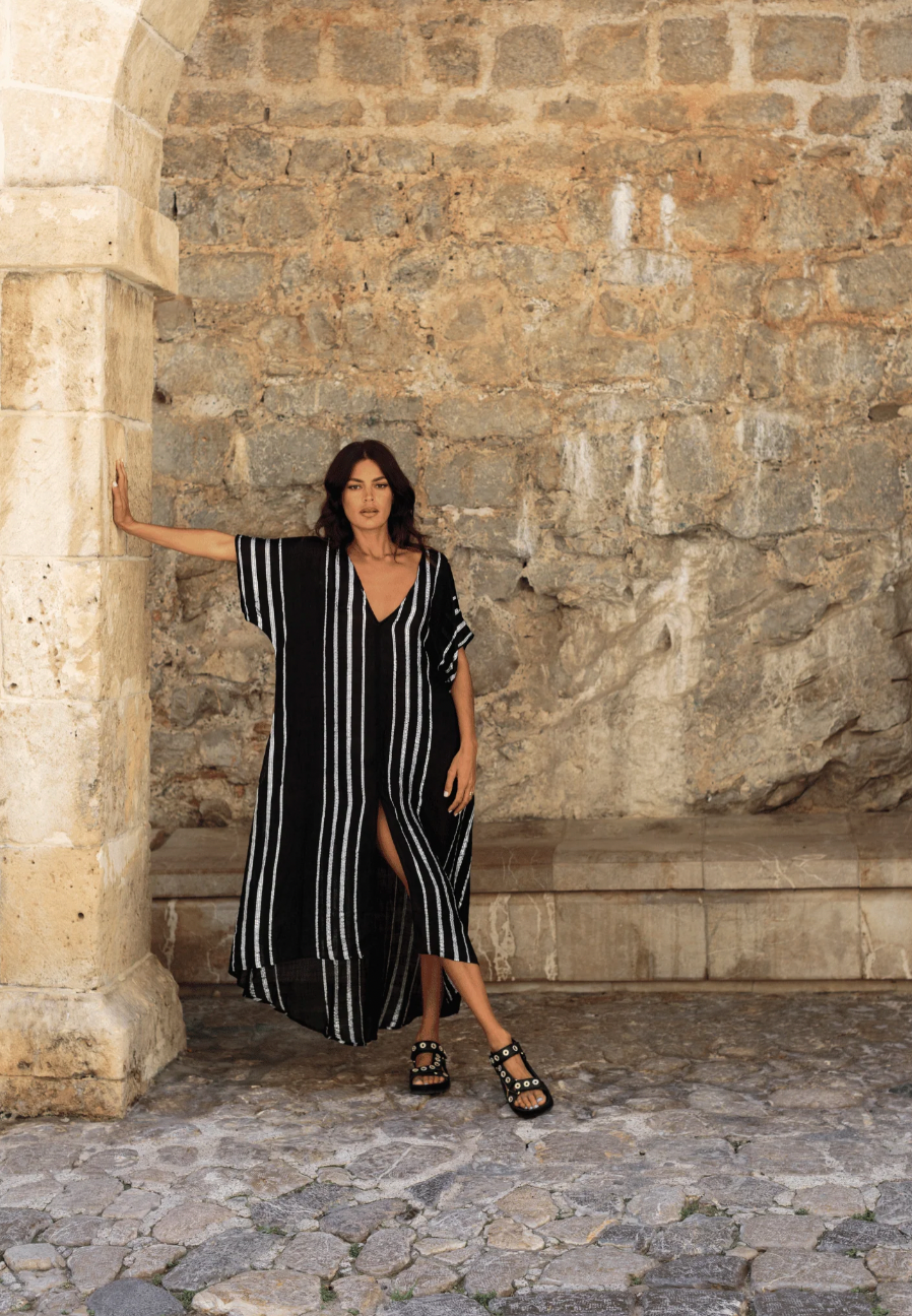 Metallic Striped Kaftan
