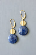 Navy Jade and Brass Earrings