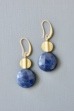 Navy Jade and Brass Earrings