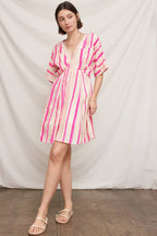 Kimono Sleeve Embroidered Mini Dress