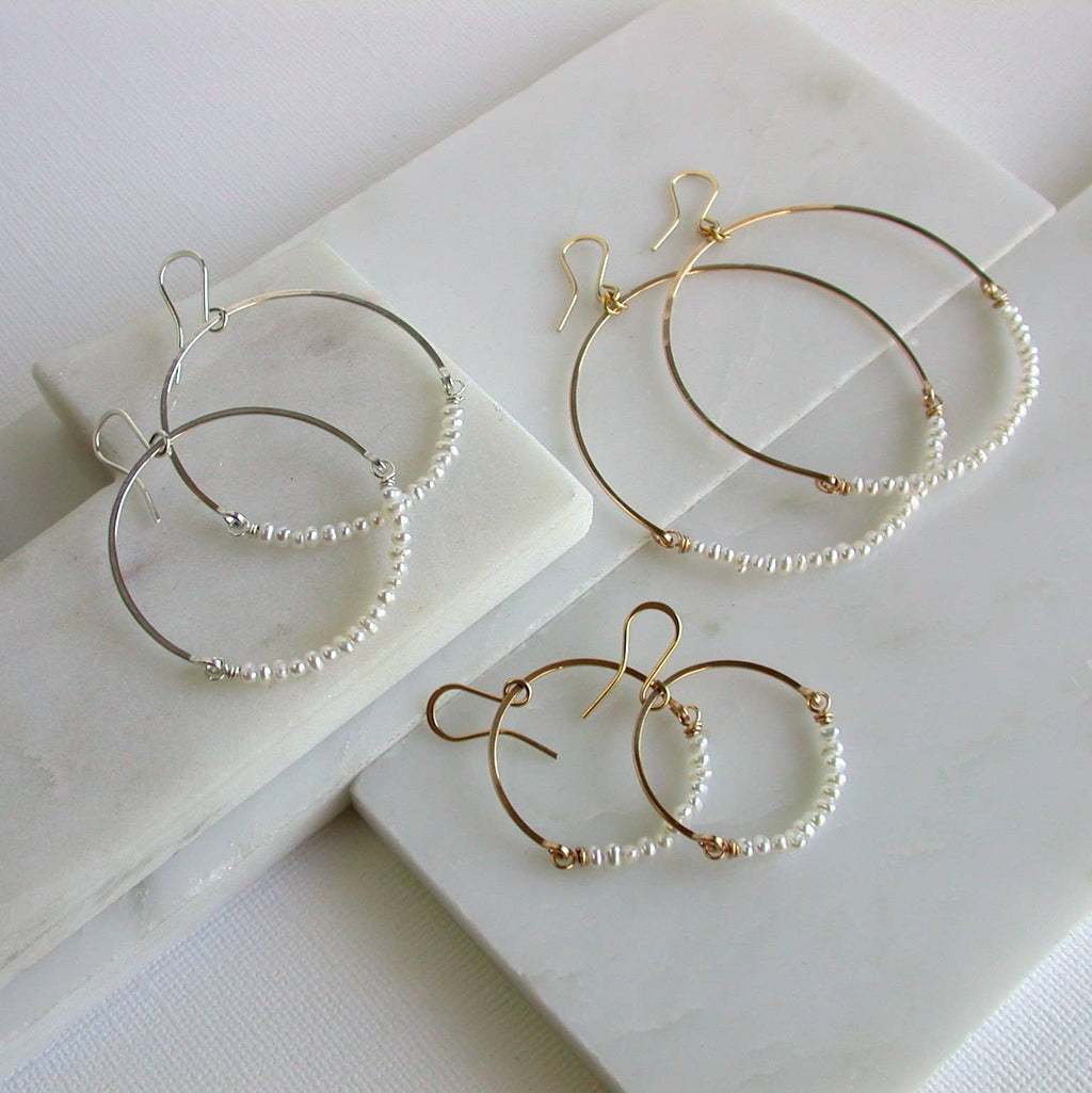 Pearl Rose Gold Hoops