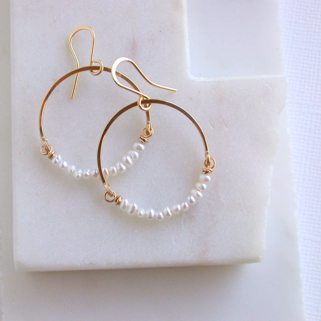Pearl Rose Gold Hoops