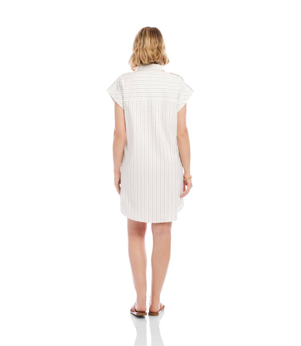 Stripe Cap Sleeve Shirtdress