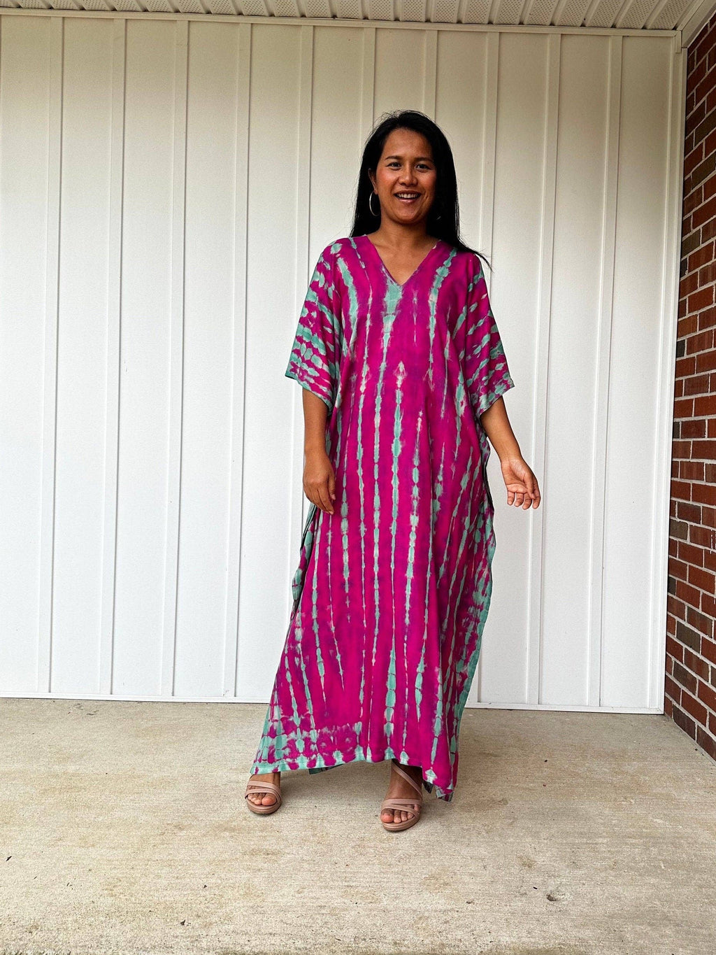 Nora Raspberry Tie Dye Kaftan
