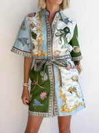 Marine Life Belted Dress