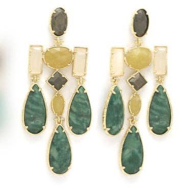 Semi Precious Stone Chandelier Earrings