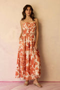 Hibiscus Smocked Maxi Dress - Coral