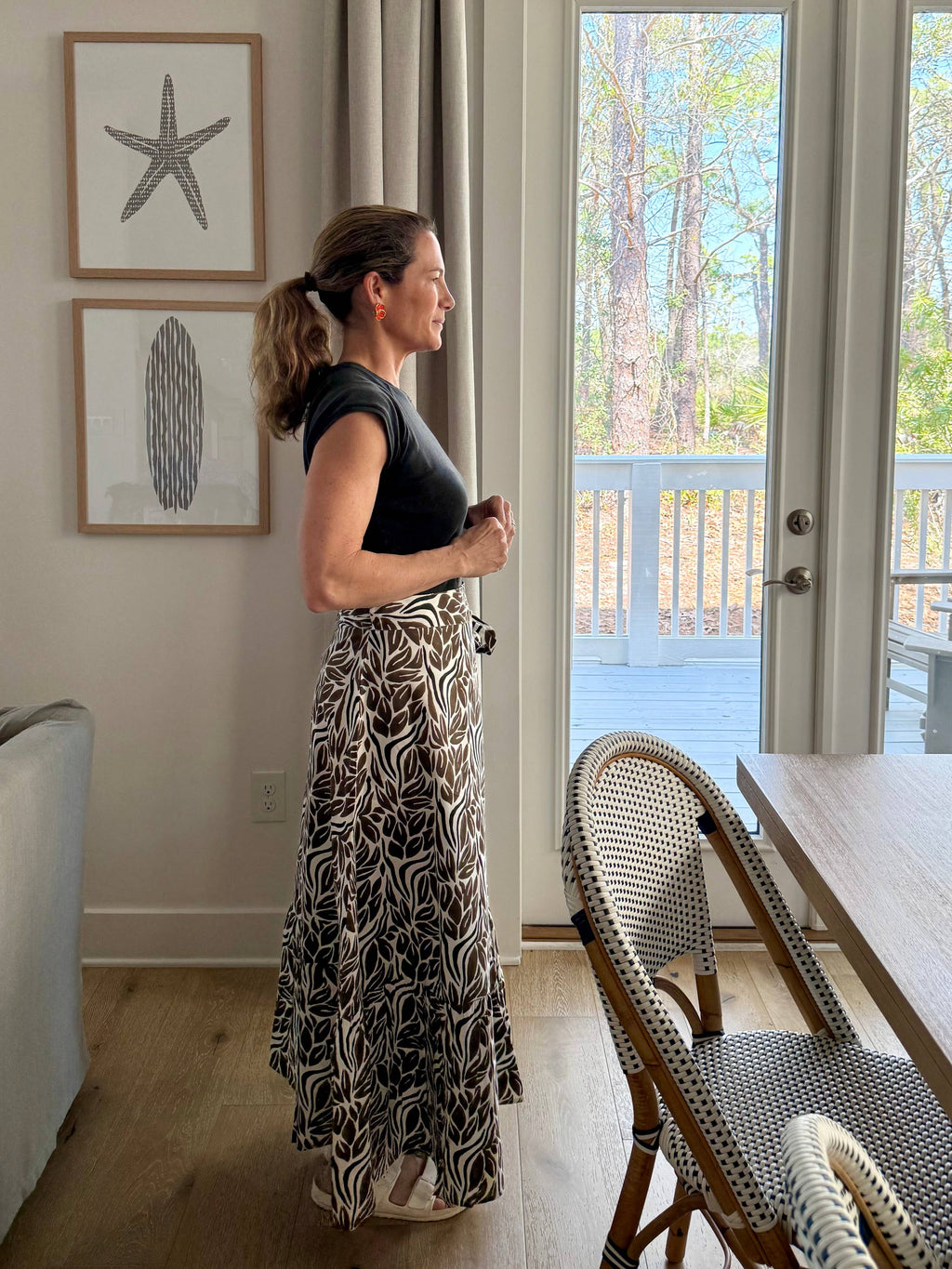 Brown Snake Maxi Wrap Skirt