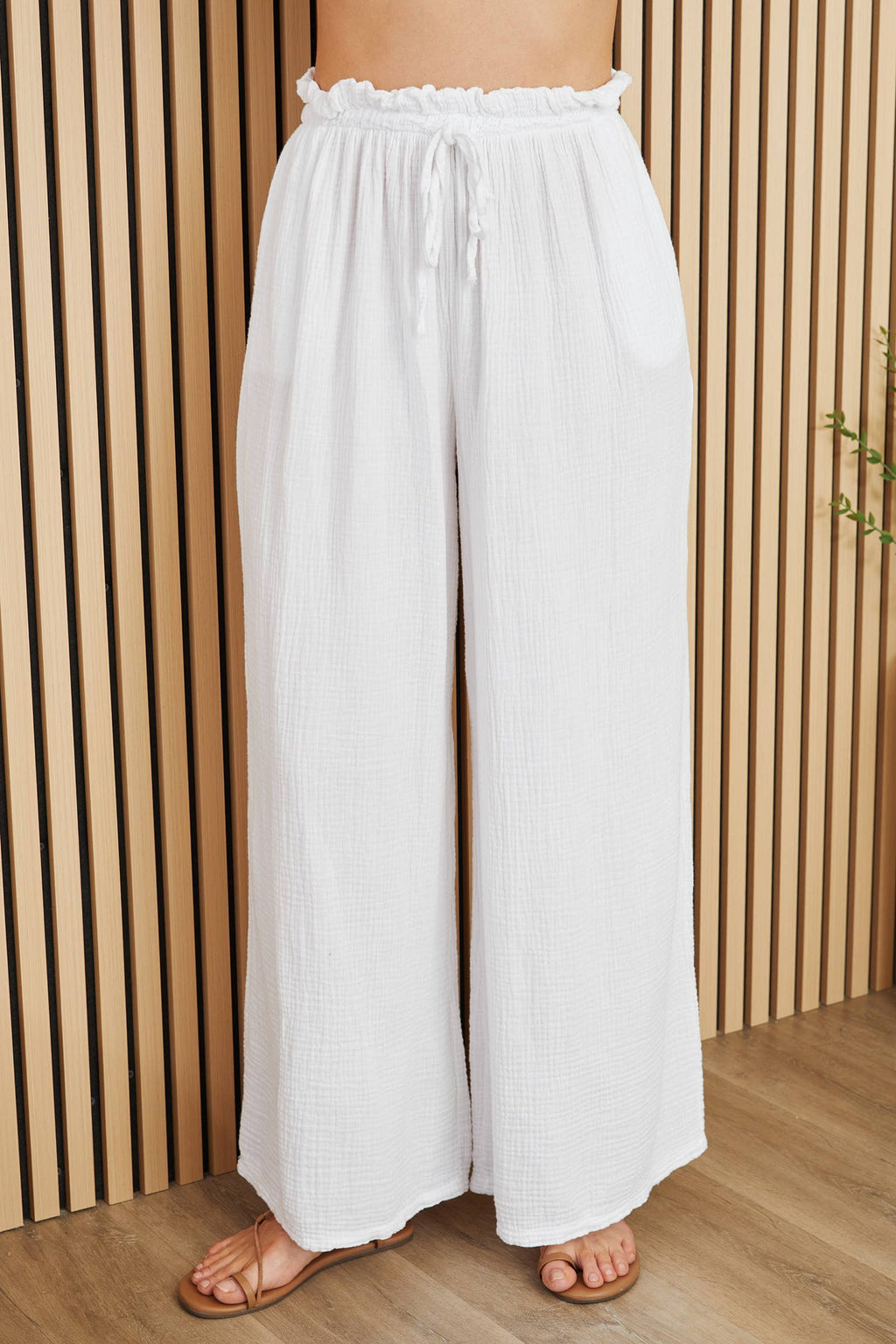 Cotton Gauze Drawstring Pants