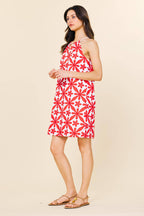 Embroidered Halter Mini Dress