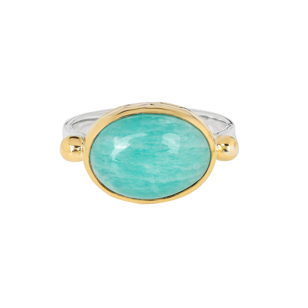 925 Sterling Silver Amazonite Solitaire Ring