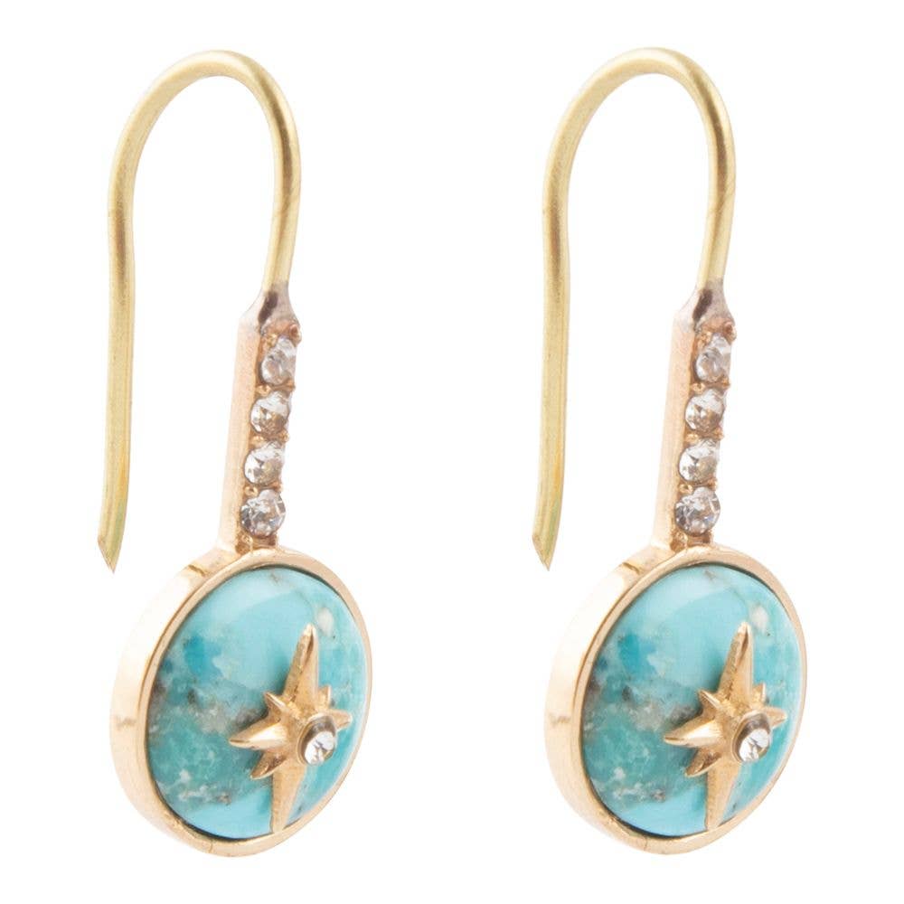 Celestial Turquoise and Gold Drop Earrings