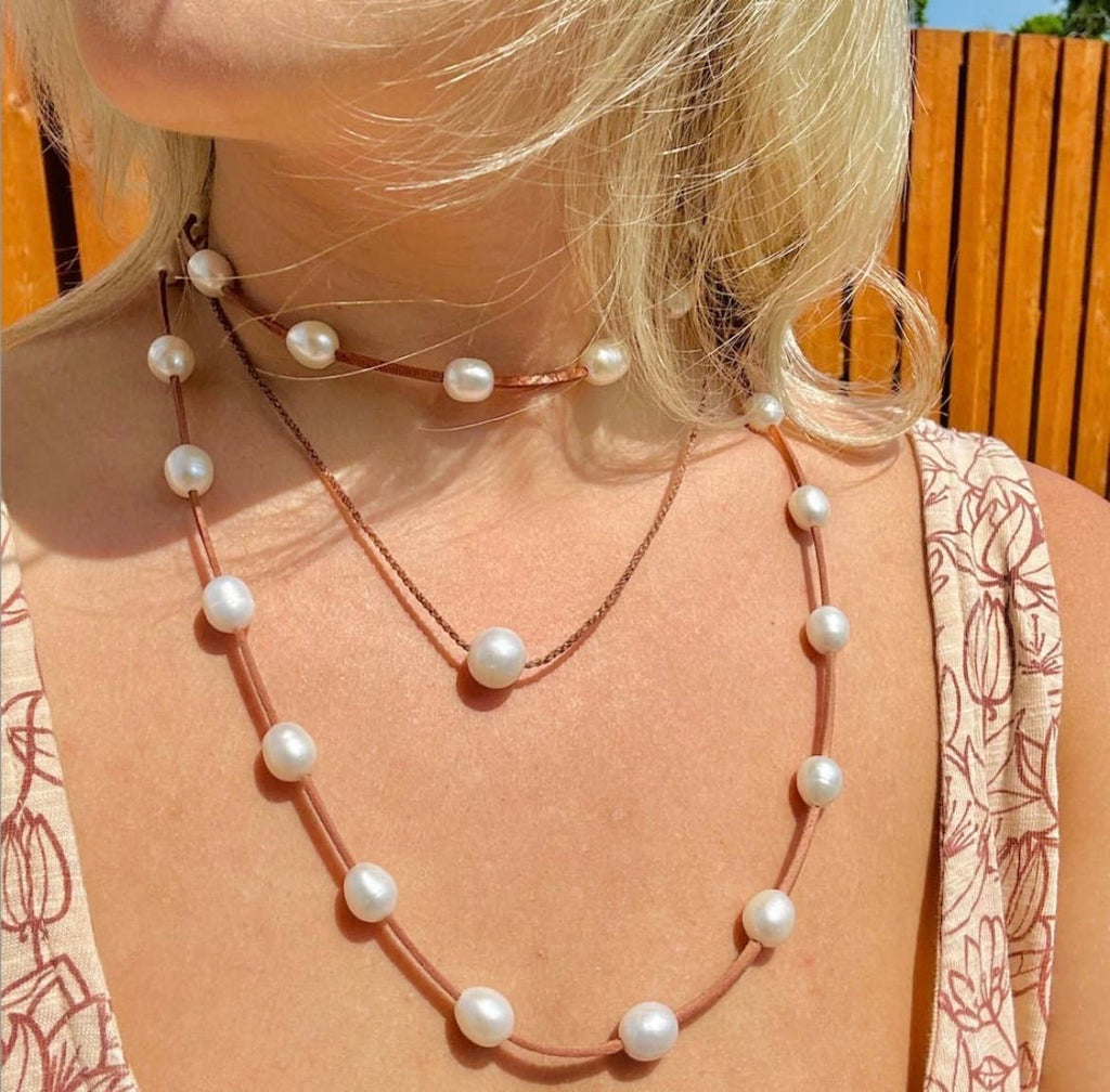 Leather & Pearl Wrap Necklace or Bracelet