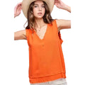 Gauze Cut Edge V-neck Top