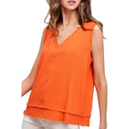 Gauze Cut Edge V-neck Top