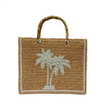 Straw Pearl Palm Tree Tote Bag