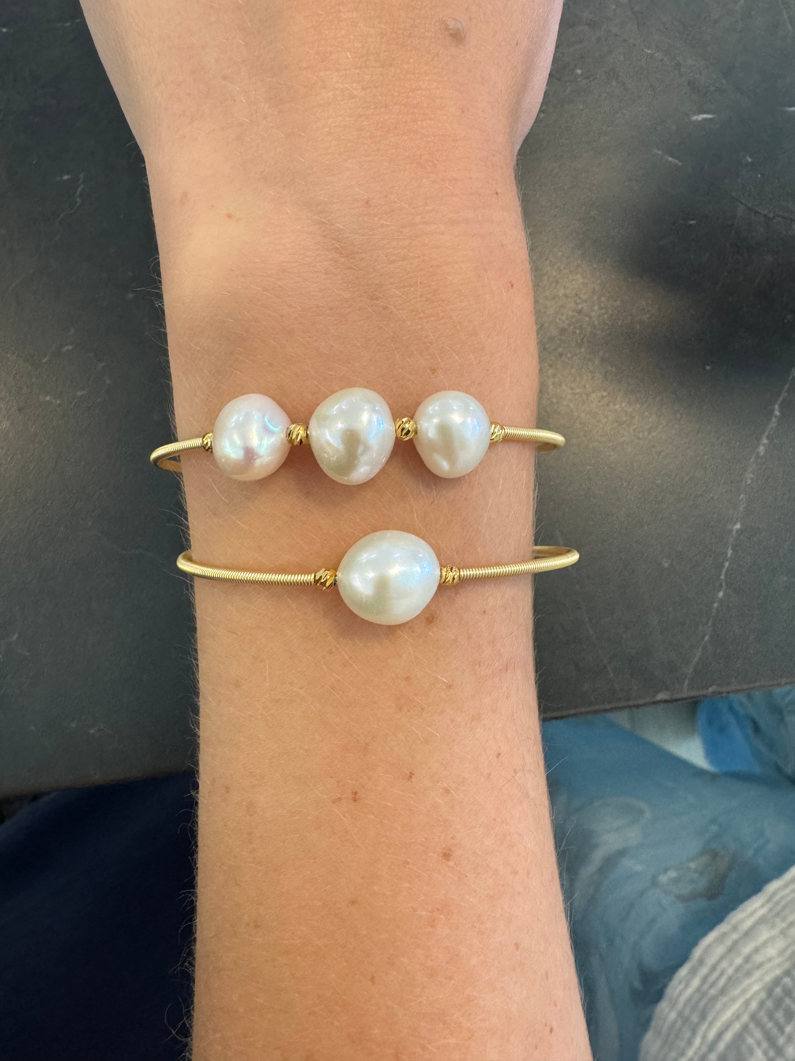 Freshwater Pearl & Copper Bangles