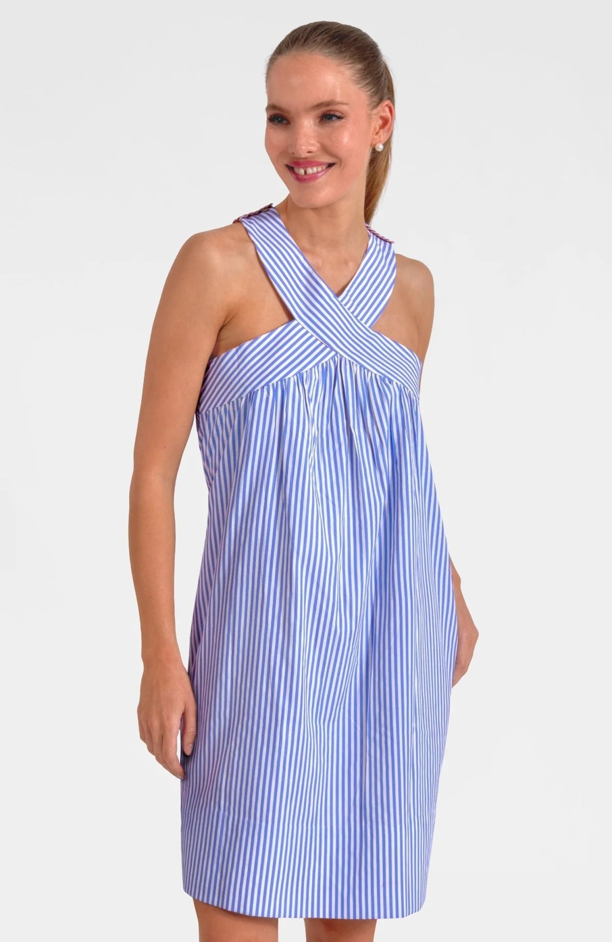 Crisscross Pinstripe Dress