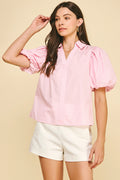 Baby Pink Bubble Sleeve Top