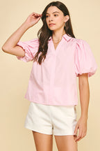 Baby Pink Bubble Sleeve Top