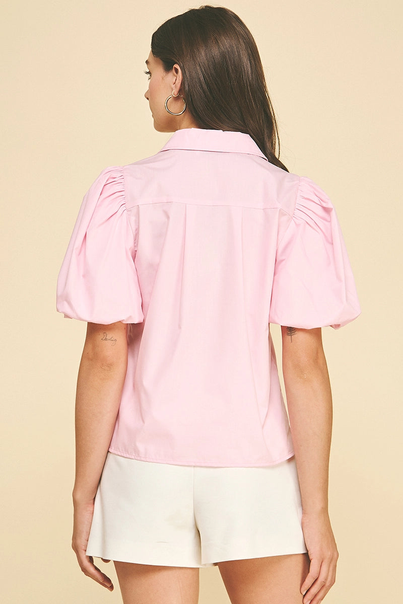 Baby Pink Bubble Sleeve Top