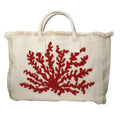 Red Coral Beaded Tote Bag