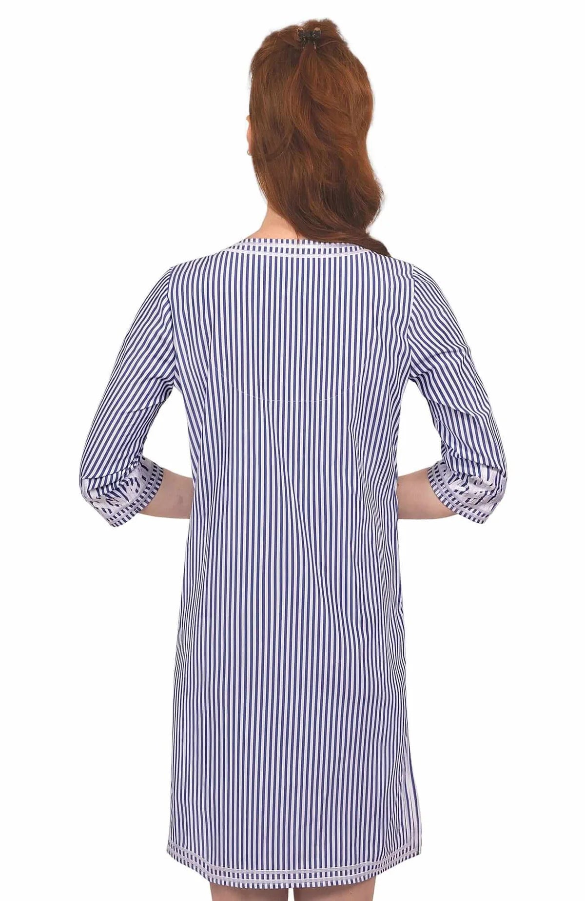 Embroidered Reef Pinstripe Dress