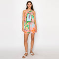 Coral Retro Tropical Print Shorts