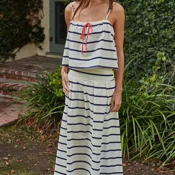 Sleeveless Striped Tie-Front Top