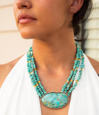 Natural Turquoise and Gold Statement Necklace
