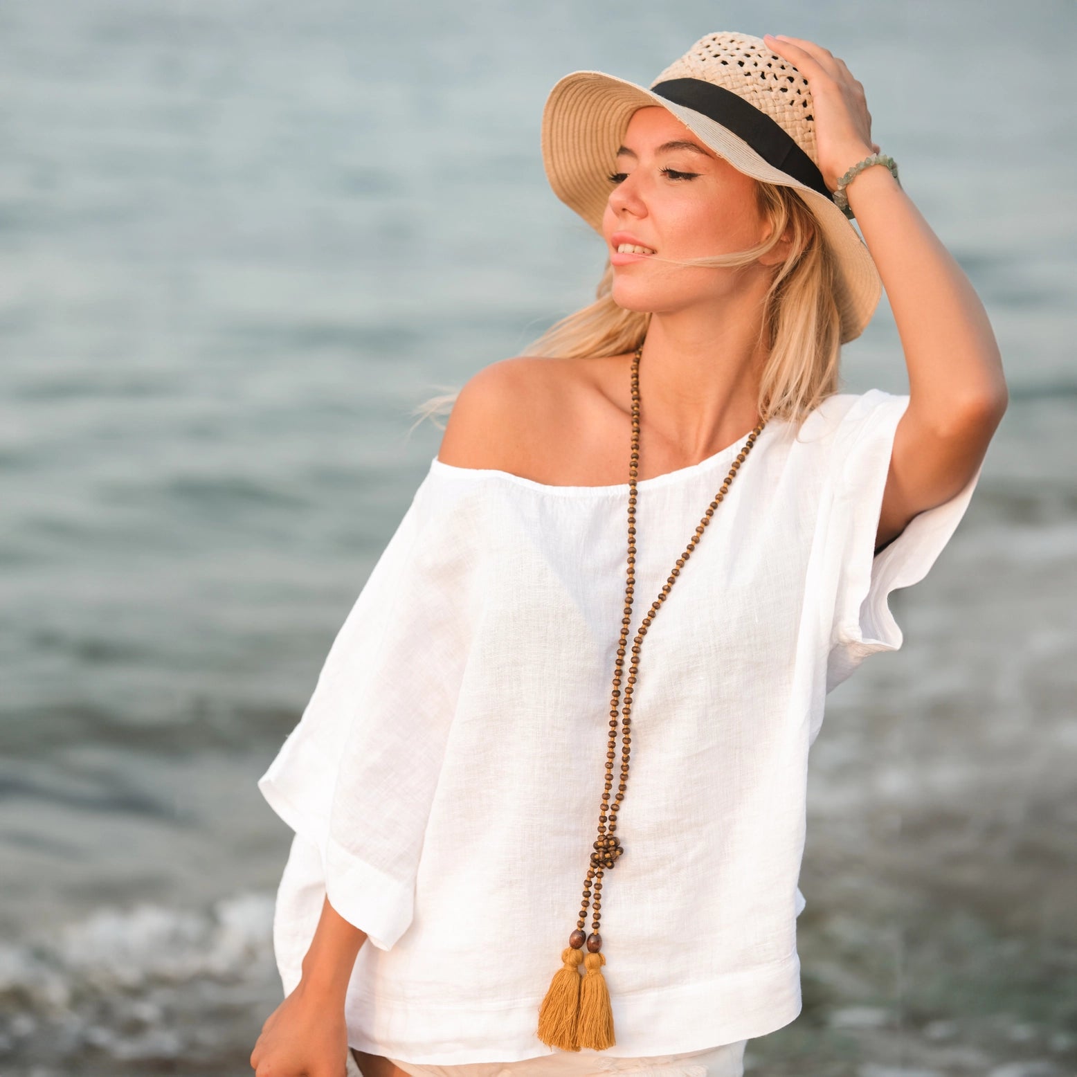 Pure Linen Scoop Neck Top